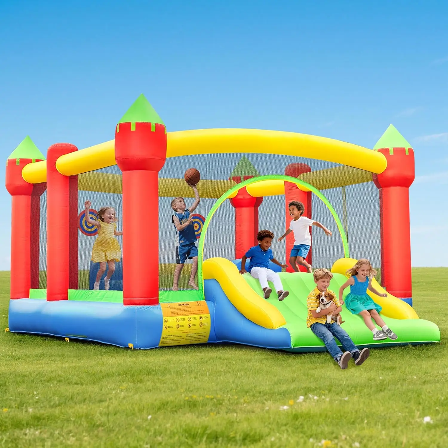 15ft x 12ft Inflatable Bounce Castle for Older Kids, Wider Slide & Basketball Hoop Included, Blower Provided, Supports Up to 6 Kids (600lbs), Perfect for Birthday Parties, Yellow
15ft x 12ft Inflatable Bounce Castle for Older Kids, Wider Slide & Basketball Hoop Included, Blower Provided, Supports Up to 6 Kids (600lbs), Perfect for Birthday Parties, Yellow