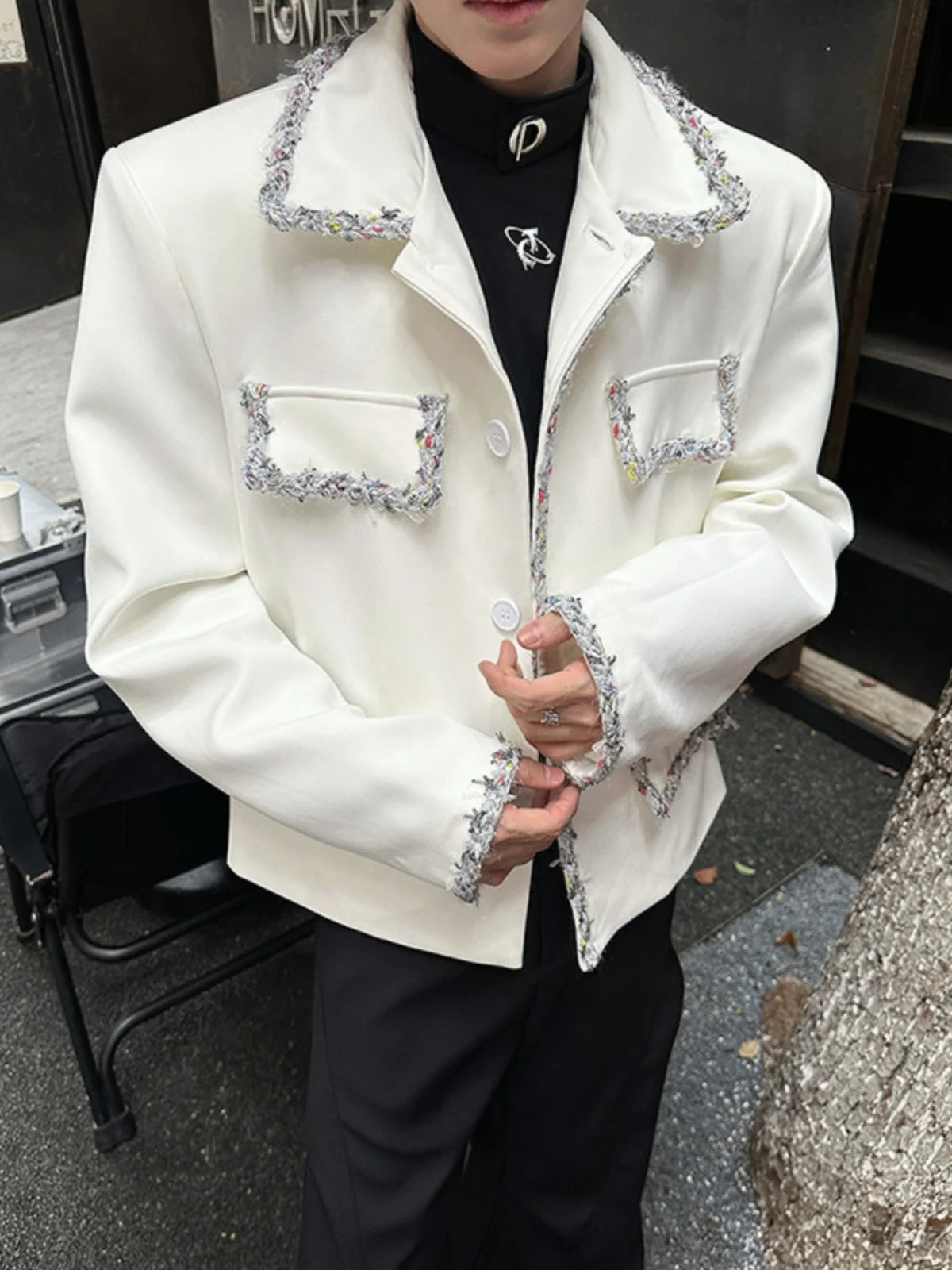 Loose Fit Men's Woolen Jaet Pad oulder CleanFit Korean Sle Faionable Youthful Winter Warm ort Coat with kets
Loose Fit Men's Woolen Jaet Pad oulder CleanFit Korean Sle Faionable Youthful Winter Warm ort Coat with kets