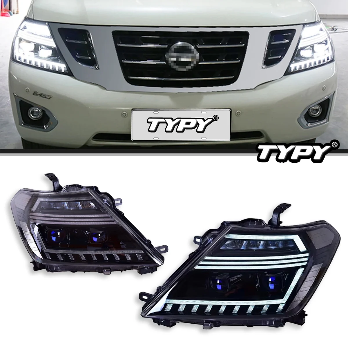 TYPY Head Lamp for Nissan Patrol Y62 LED Headlight 2012-2018 Headlights DRL Dynamic Signal High Beam Angel Eye Projector Lens
TYPY Head Lamp for Nissan Patrol Y62 LED Headlight 2012-2018 Headlights DRL Dynamic Signal High Beam Angel Eye Projector Lens