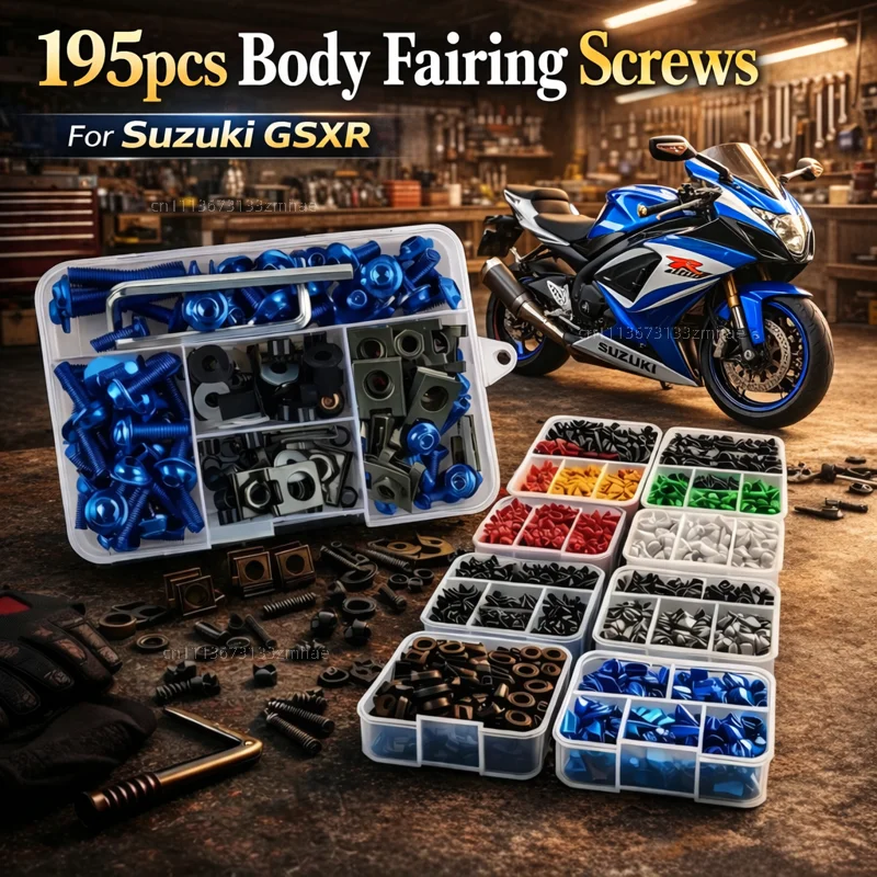 195pcs Motorcycle Fairing Bolts Body Screws Nuts For Suzuki GSXR 600 750 1000 GSX-R 600 750 1000 125 150 1998-2023 Kit Aluminum
195pcs Motorcycle Fairing Bolts Body Screws Nuts For Suzuki GSXR 600 750 1000 GSX-R 600 750 1000 125 150 1998-2023 Kit Aluminum