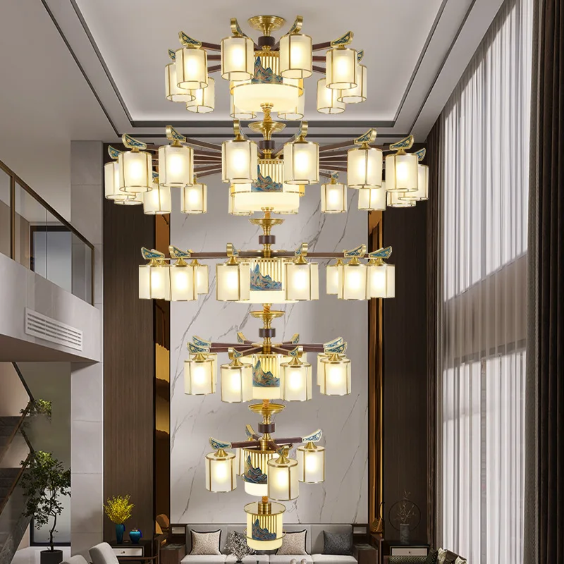 Duplex building, living room, large chandelier villa, all copper solid wood, Chinese style, empty floor, new Chinese style
Duplex building, living room, large chandelier villa, all copper solid wood, Chinese style, empty floor, new Chinese style