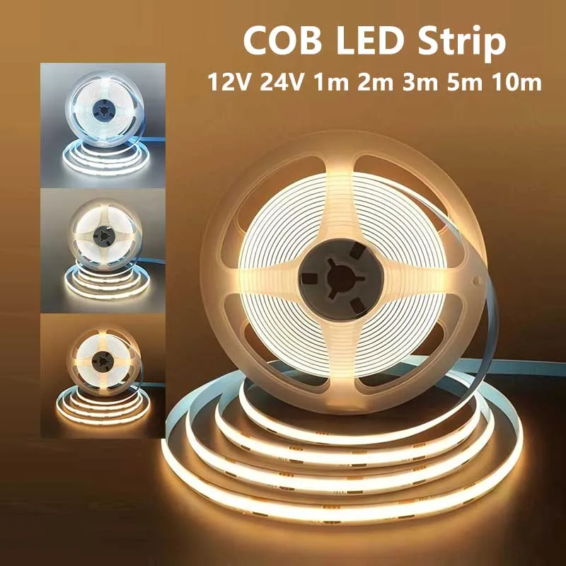 COB LED Strip Lights 320 LEDs/M 12V 24V 10M 5M 3M 2M 1M High Density Flexible LED Tape 2700K 4500K 6000K Kitchen Room Decor 8mm
COB LED Strip Lights 320 LEDs/M 12V 24V 10M 5M 3M 2M 1M High Density Flexible LED Tape 2700K 4500K 6000K Kitchen Room Decor 8mm