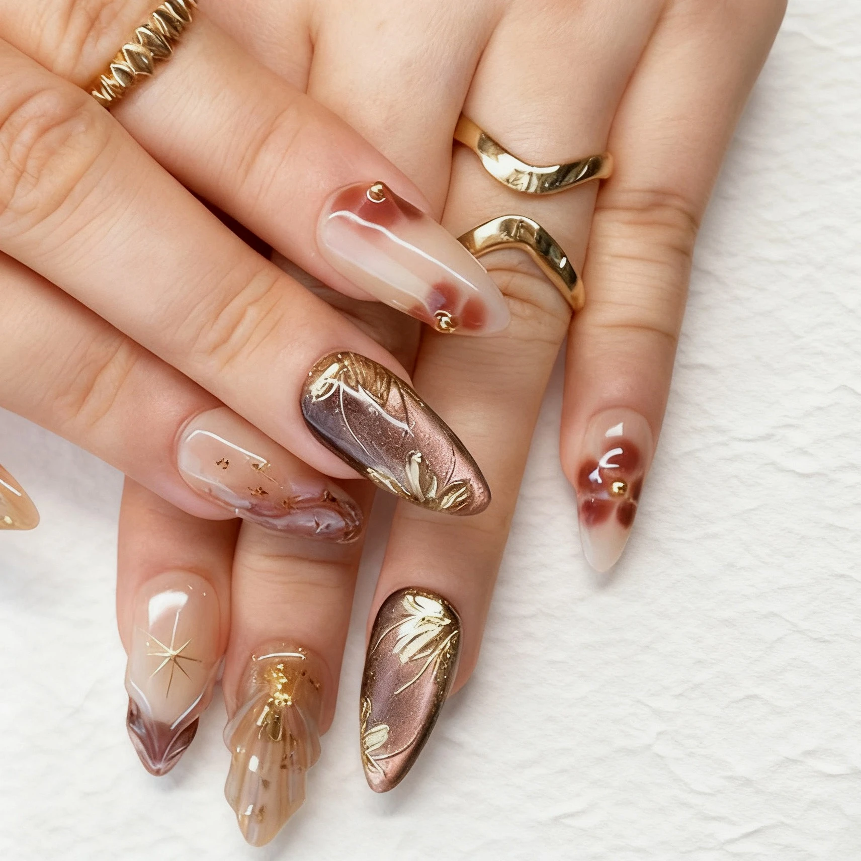 24PCS Golden Brown Flower Leaves French Fake Nails for Hot Girls Autumn Winter 3D Shell Almond Press on Nails Retro False Nails
24PCS Golden Brown Flower Leaves French Fake Nails for Hot Girls Autumn Winter 3D Shell Almond Press on Nails Retro False Nails
