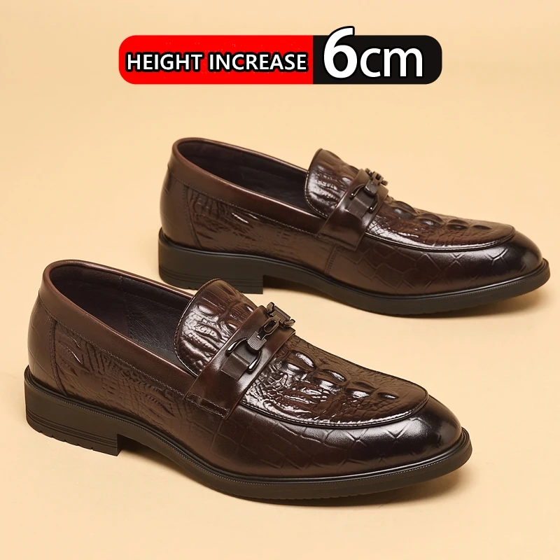 Top Quality Crocodile Print Genuine Leather Men Elevator Shoes Flat/6CM Height Increasing Loafers Man Casual Busincess Moccasins
Top Quality Crocodile Print Genuine Leather Men Elevator Shoes Flat/6CM Height Increasing Loafers Man Casual Busincess Moccasins
