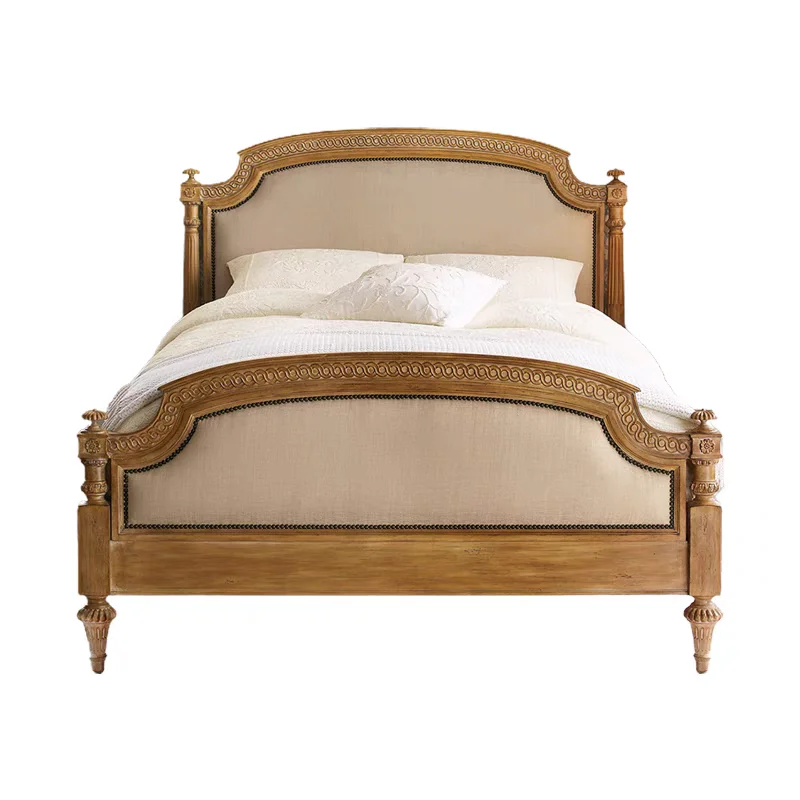 American country solid wood carving flower fabric double bed 1.8 meters wedding bed French retro bed
American country solid wood carving flower fabric double bed 1.8 meters wedding bed French retro bed
