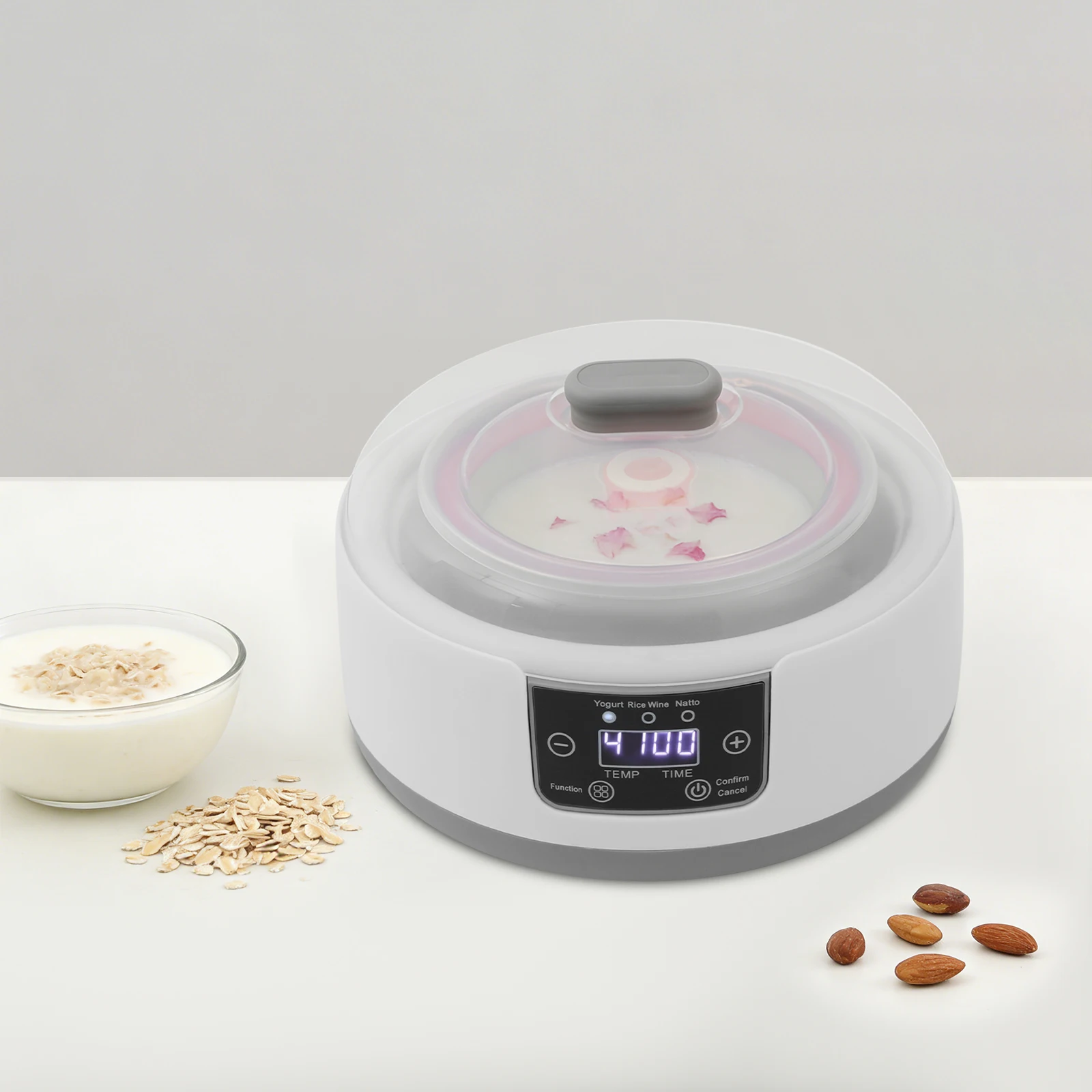 1.2L Yogurt Maker with 304 Stainless Steel Liner, Electric Yogurt Maker Machine ,Temp 69.8-113°F Dishwasher Safe for Home White
1.2L Yogurt Maker with 304 Stainless Steel Liner, Electric Yogurt Maker Machine ,Temp 69.8-113°F Dishwasher Safe for Home White