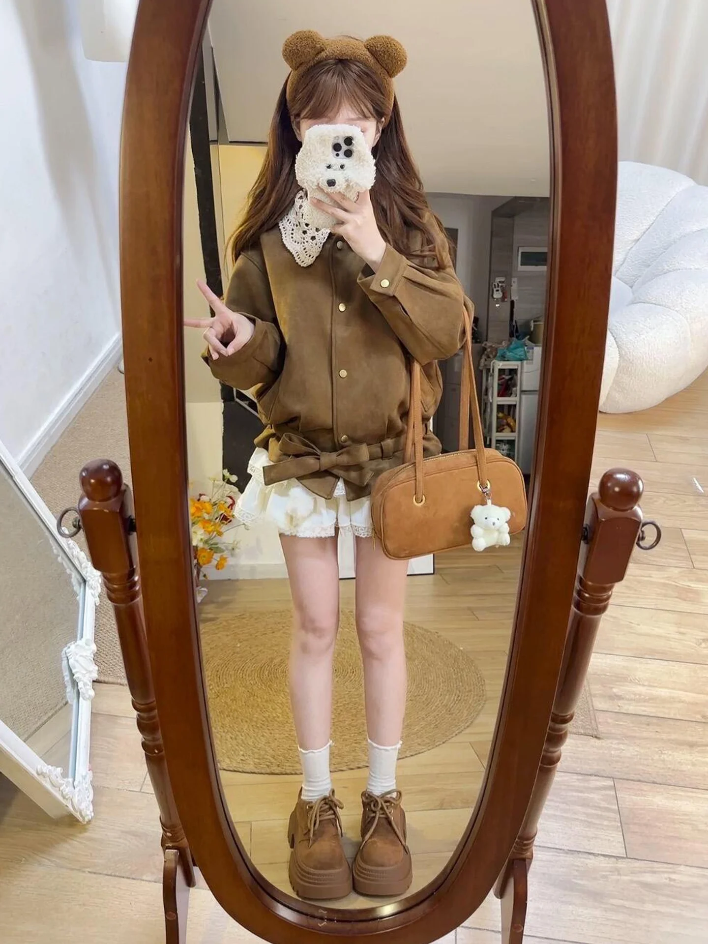 Ele Brown Collared Jaet Women's Autumn Winter Faionable Korean Sle High Quali Warm ort Outerwear Top
Ele Brown Collared Jaet Women's Autumn Winter Faionable Korean Sle High Quali Warm ort Outerwear Top