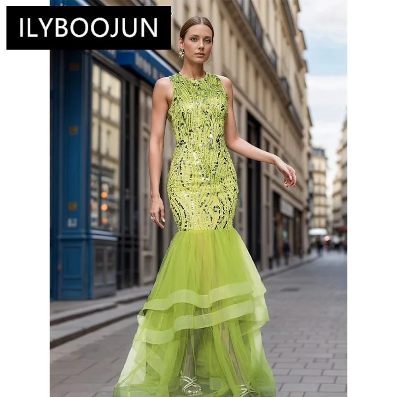 ILYBOOJUN Solid Spliced Sequins Slimming Dresses For Women O Neck Sleeveless High Waist Bodycon Patchwork Mesh Dress Female
ILYBOOJUN Solid Spliced Sequins Slimming Dresses For Women O Neck Sleeveless High Waist Bodycon Patchwork Mesh Dress Female