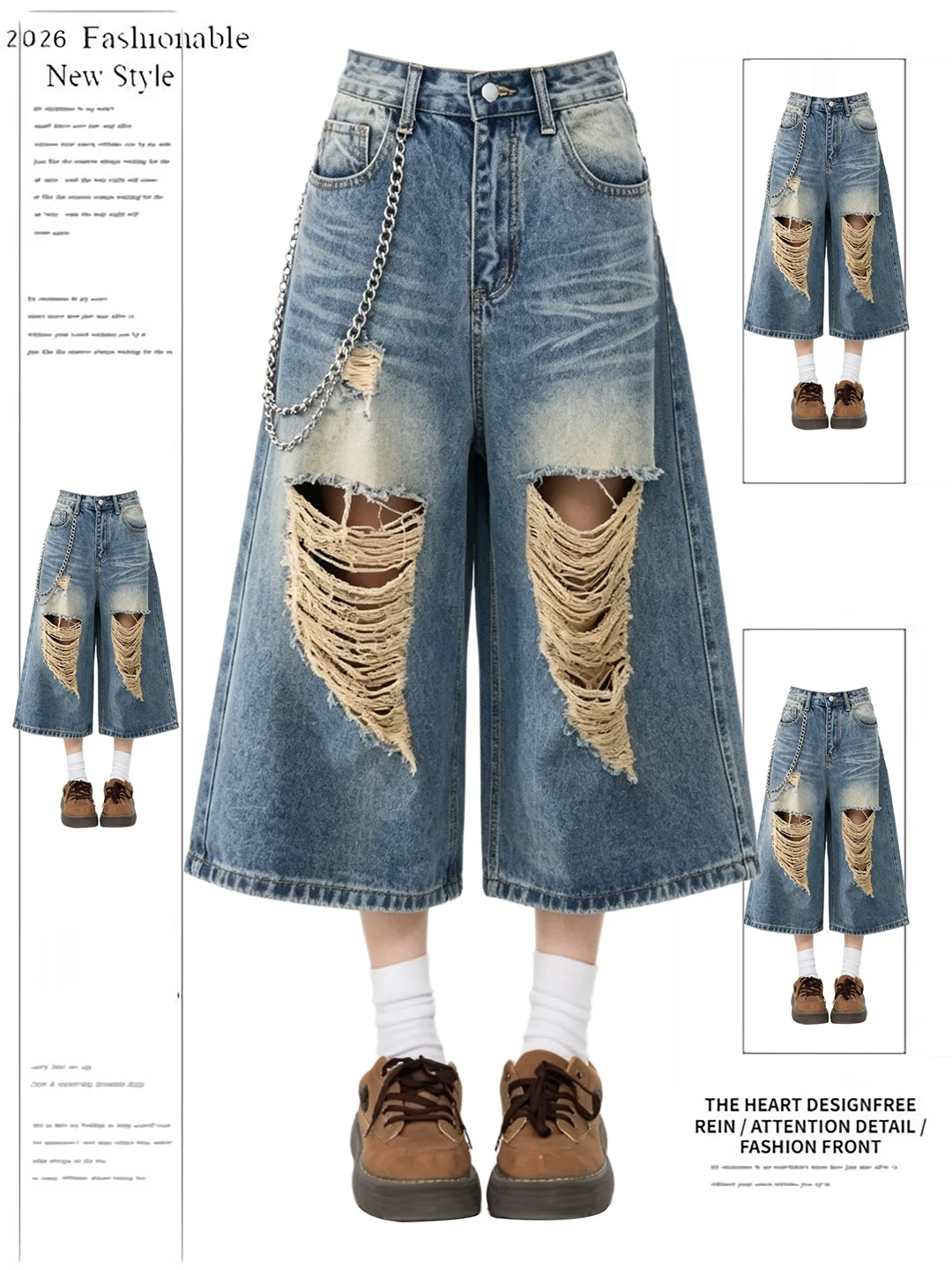 American Retro Design Washed Denim Jeans Women's Summer New Loose Wide Leg Pants High Waist Cuffed Casual Wear
American Retro Design Washed Denim Jeans Women's Summer New Loose Wide Leg Pants High Waist Cuffed Casual Wear