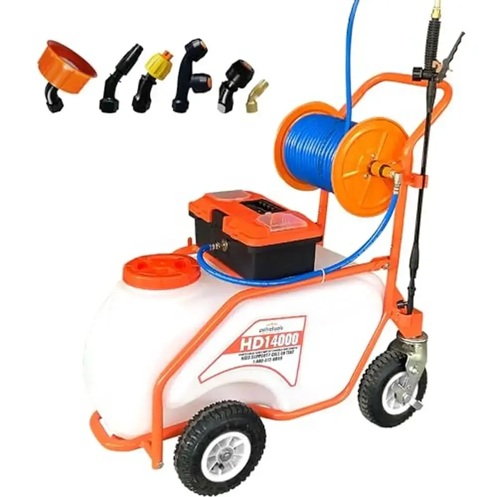 Heavy Duty Battery Powered 14 Gallon Cart Sprayer with HD Wand Nozzles Commercial Lawn & Garden Sprayer Rechargeable Battery
Heavy Duty Battery Powered 14 Gallon Cart Sprayer with HD Wand Nozzles Commercial Lawn & Garden Sprayer Rechargeable Battery