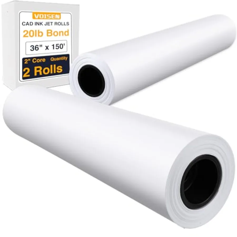 Wide Format Paper, 2 Rolls Plotter Paper 36 In x 150 Feet, CAD Bond Rolls, 20lb, Bond Paper on 2" Core for CAD Printing on Wide
Wide Format Paper, 2 Rolls Plotter Paper 36 In x 150 Feet, CAD Bond Rolls, 20lb, Bond Paper on 2" Core for CAD Printing on Wide
