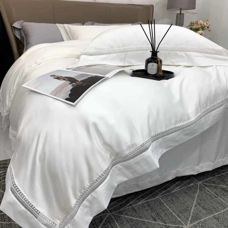 1000TC Egyptian Cotton Luxury White Hotel Style Bedding Set Hollow Lace Trim Duvet Cover Flat/Fitted Bed Sheet Pillowcases 4Pcs
1000TC Egyptian Cotton Luxury White Hotel Style Bedding Set Hollow Lace Trim Duvet Cover Flat/Fitted Bed Sheet Pillowcases 4Pcs