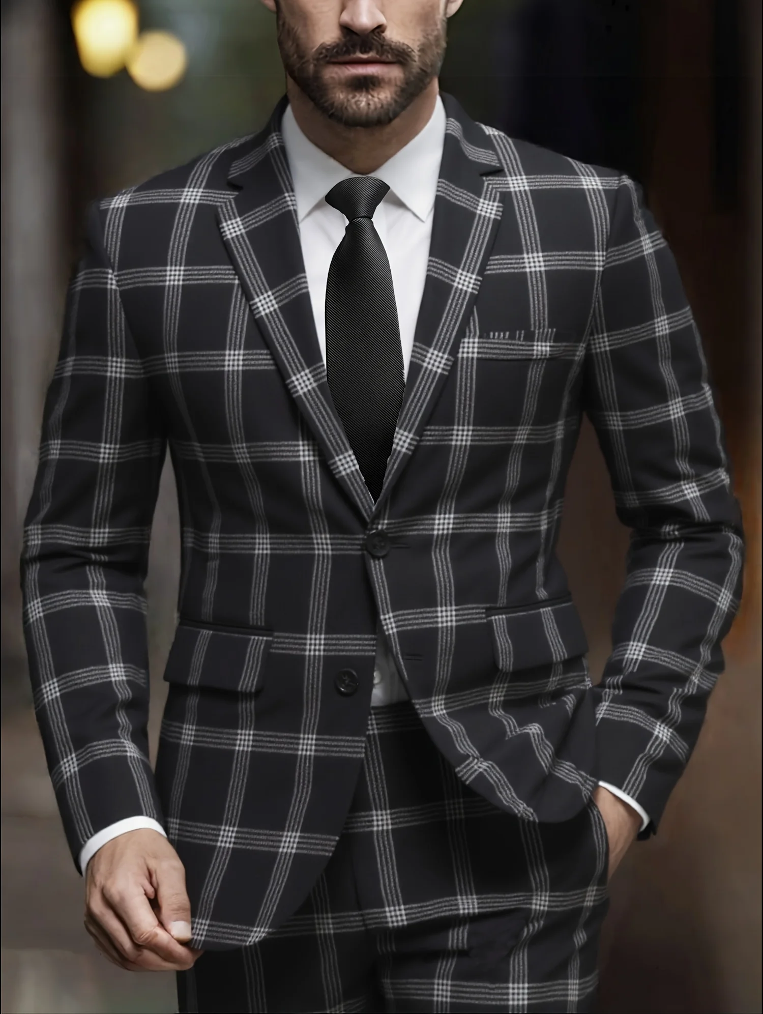 Men's Plaid Suit Two-Piece Set Four-Season Anti-Wrinkle No-Iron Business Casual Formal Wear Slim Two-Button Suit Trousers Suit
Men's Plaid Suit Two-Piece Set Four-Season Anti-Wrinkle No-Iron Business Casual Formal Wear Slim Two-Button Suit Trousers Suit