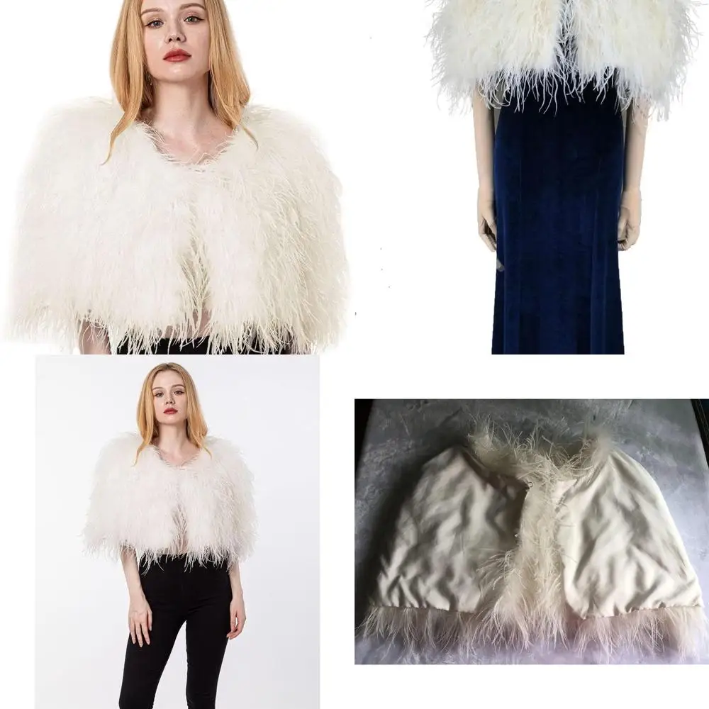 Элегантная белая шаль из страусиных перьев для свадеб и вечеринок, роскошные и романтические румяные акценты
Элегантная белая шаль из страусиных перьев для свадеб и вечеринок, роскошные и романтические румяные акценты