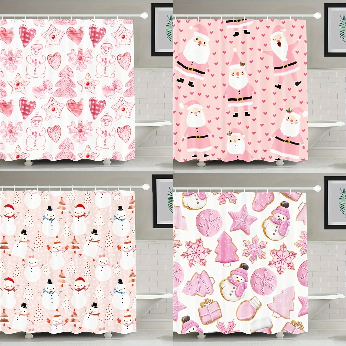 Праздничная розовая и белая занавеска для душа со снеговиком и Санта-Клаусом — полиэстер, можно стирать в машине, всесезонный декор со снежинками
Праздничная розовая и белая занавеска для душа со снеговиком и Санта-Клаусом — полиэстер, можно стирать в машине, всесезонный декор со снежинками