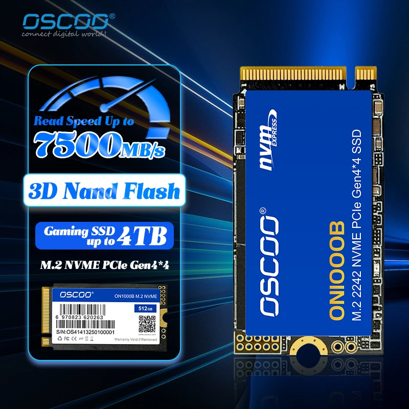OSCOO ON1000B M.2 2242 PCIe4.0x4 Твердотельный накопитель 7500 МБ/с 1 ТБ 2 ТБ 4 ТБ 512 ГБ NVMe SSD для настольных ноутбуков PlayStation 5
OSCOO ON1000B M.2 2242 PCIe4.0x4 Твердотельный накопитель 7500 МБ/с 1 ТБ 2 ТБ 4 ТБ 512 ГБ NVMe SSD для настольных ноутбуков PlayStation 5