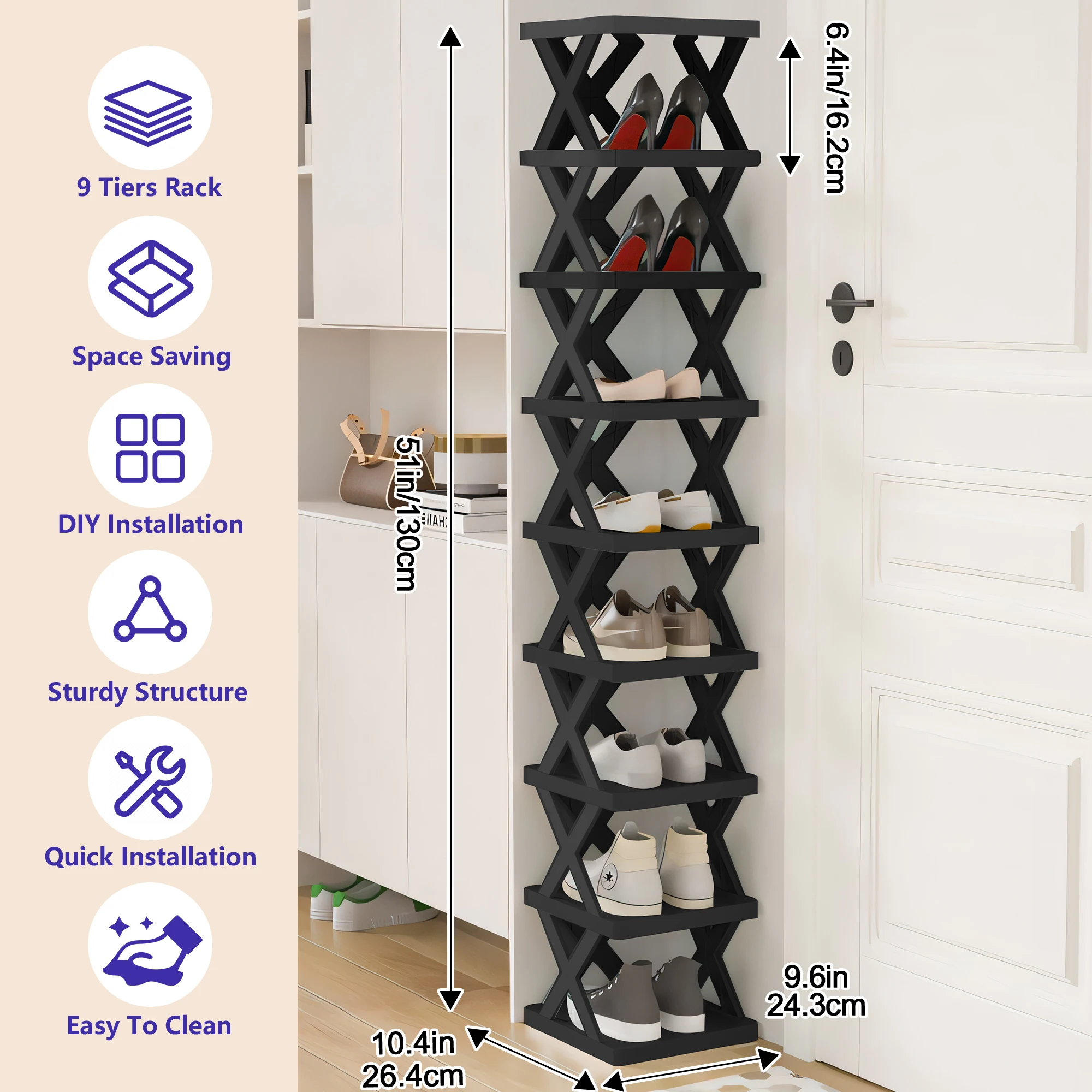 Shoe Rack Storage Organizer, Foldable Multi-Layer Shoe Cabinet for Home, Narrow Entryway Space-Saving Shelf, Easy to Install
Shoe Rack Storage Organizer, Foldable Multi-Layer Shoe Cabinet for Home, Narrow Entryway Space-Saving Shelf, Easy to Install