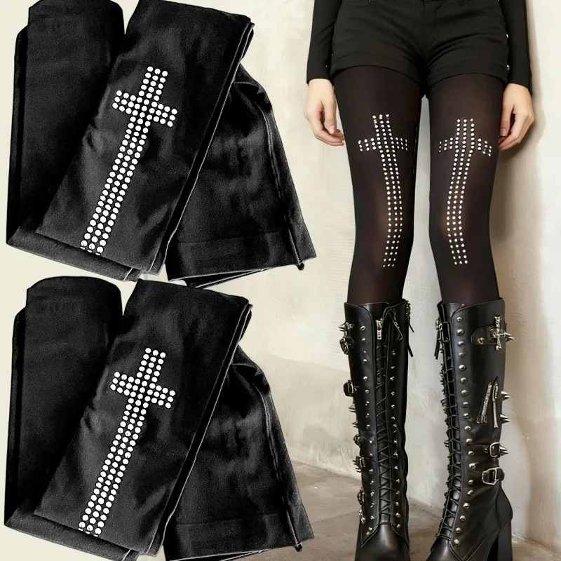 2000s Fashion Rhinestone Cross Tights Retro 2000s Women's Hip-hop Street Y2K Style Cosplay Pantyhose Spicy Girls Black Stockings
2000s Fashion Rhinestone Cross Tights Retro 2000s Women's Hip-hop Street Y2K Style Cosplay Pantyhose Spicy Girls Black Stockings