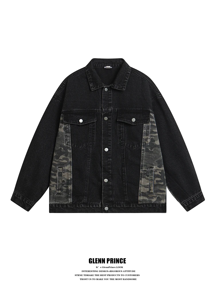 Casual Camouflage Patchwork Men's Denim Jaet High Street Sle Workwear Coat Loose Fit Long Sve Youth Trend Autumn Wear
Casual Camouflage Patchwork Men's Denim Jaet High Street Sle Workwear Coat Loose Fit Long Sve Youth Trend Autumn Wear