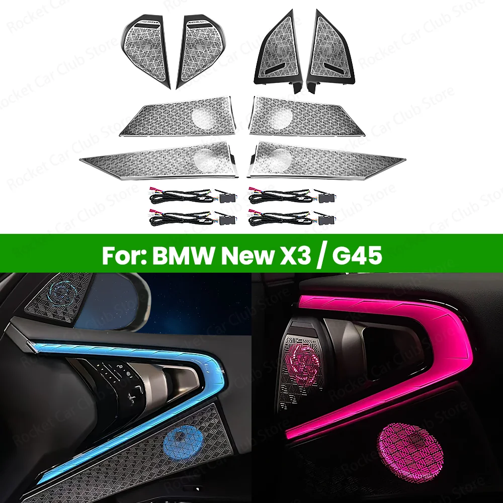For BMW X3 G45 Car Lnterior Modification With LED Illuminated Speaker LED Original 11 Color Ambient Light Speaker Cover Plate
For BMW X3 G45 Car Lnterior Modification With LED Illuminated Speaker LED Original 11 Color Ambient Light Speaker Cover Plate