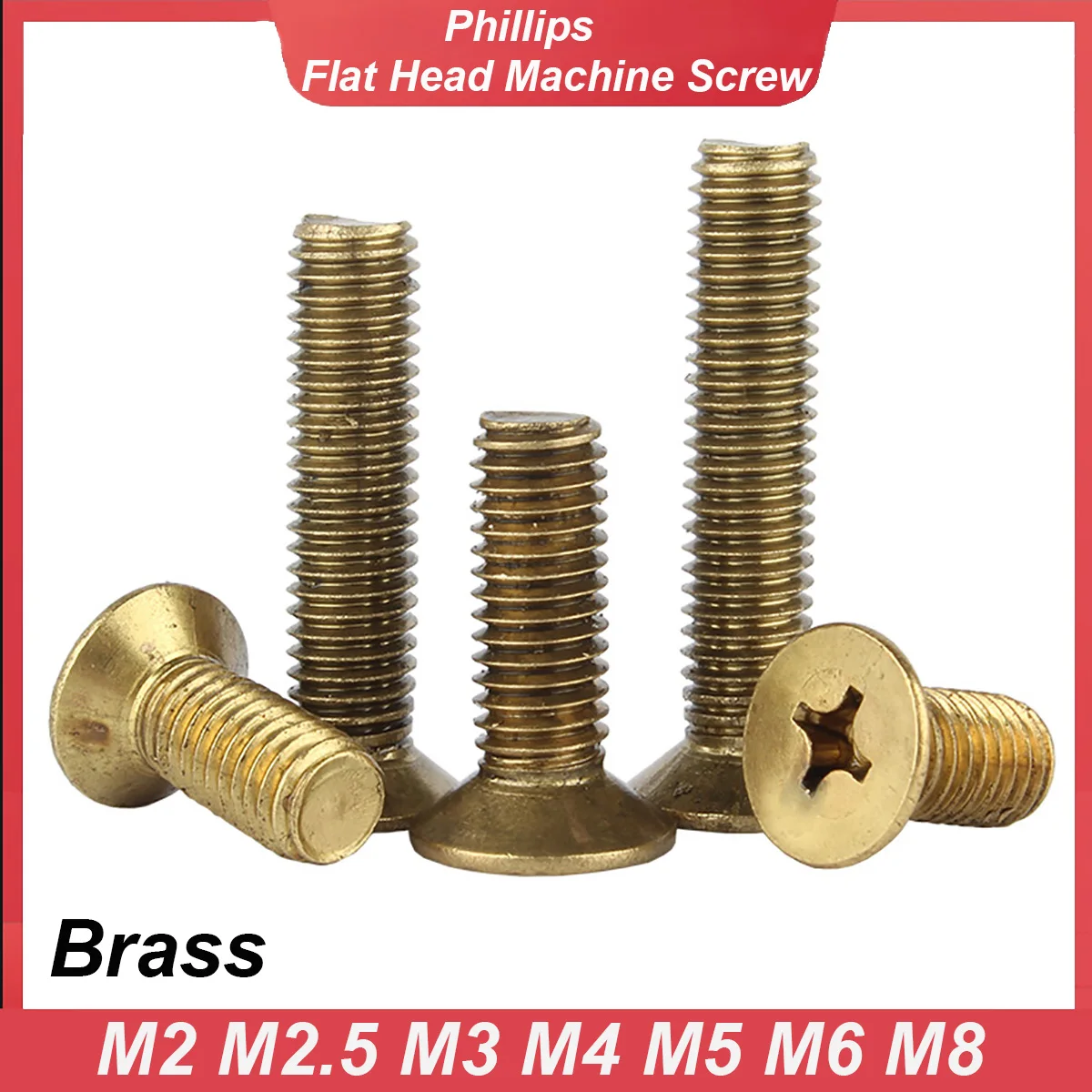 10-100pcs M2 M2.5 M3 M4 M5 M6 M8 Brass Cross Phillips Flat Countersunk Head Screw Bolts Machine GB819 Length 4mm-65mm
10-100pcs M2 M2.5 M3 M4 M5 M6 M8 Brass Cross Phillips Flat Countersunk Head Screw Bolts Machine GB819 Length 4mm-65mm