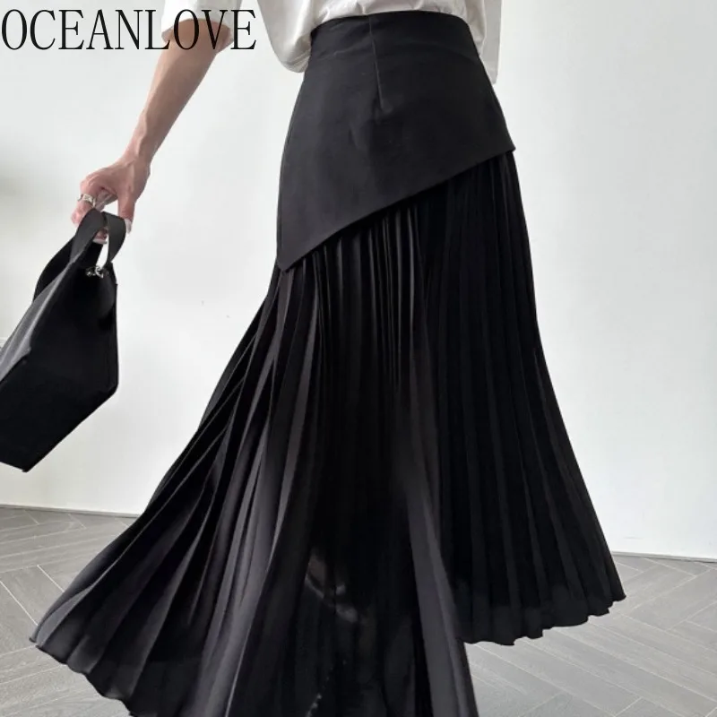 OCEANLOVE Fake 2 Pieces Women Skirts Solid A-line Pleated Elegant Faldas Mujer Korean Fashion Patchwork Vintage Long Skirt
OCEANLOVE Fake 2 Pieces Women Skirts Solid A-line Pleated Elegant Faldas Mujer Korean Fashion Patchwork Vintage Long Skirt