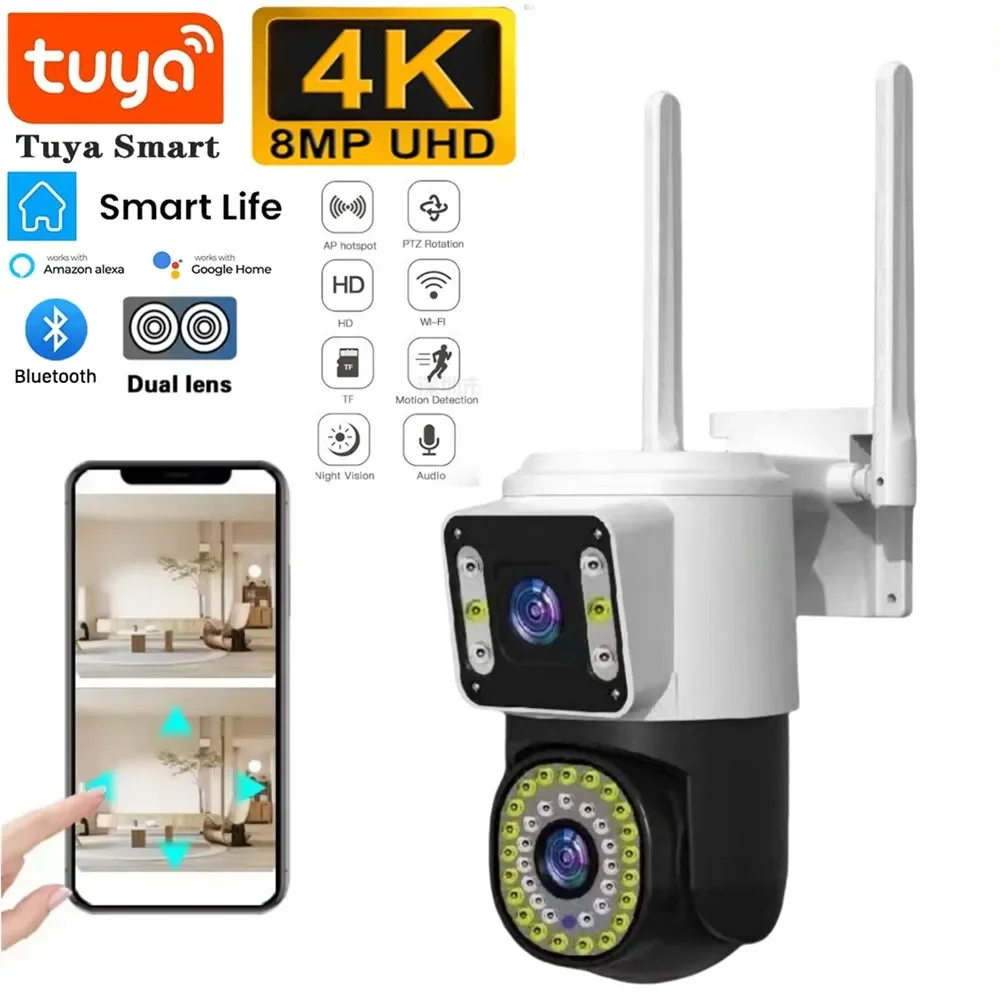 4K 8MP Tuya Wifi Camera Dual Lens Outdoor 10X Zoom IP66 waterproof AI Detect Cam Wireless Security PTZ IP Surveillance Cameras
4K 8MP Tuya Wifi Camera Dual Lens Outdoor 10X Zoom IP66 waterproof AI Detect Cam Wireless Security PTZ IP Surveillance Cameras
