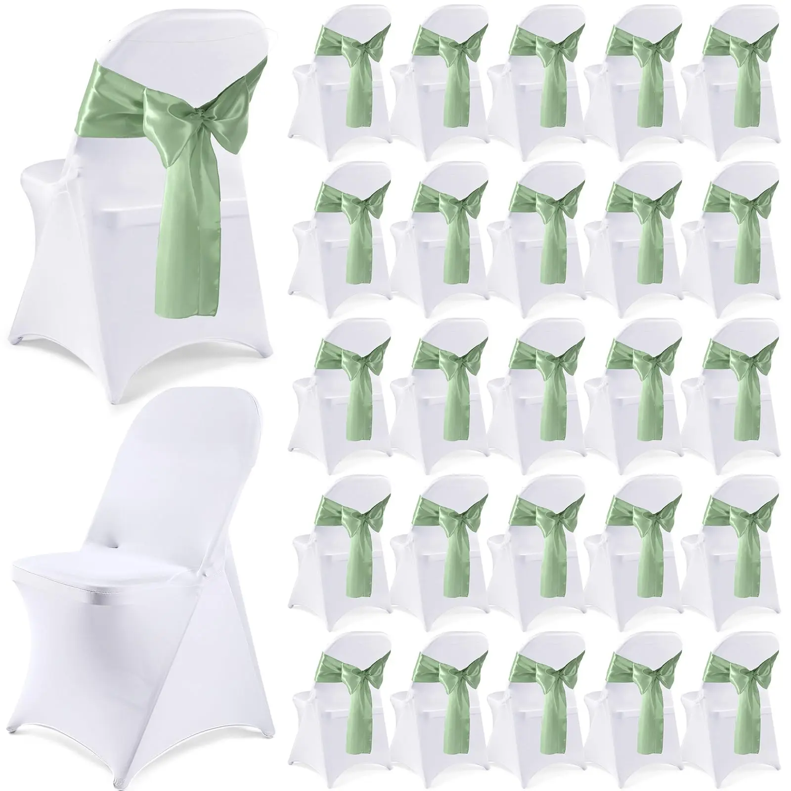 50 Pcs Folding Chair Cover Set with 25 Stretch Spandex Slipcovers 25 Satin Chair Sashes Bows Ribbon Washable Banquet Protector
50 Pcs Folding Chair Cover Set with 25 Stretch Spandex Slipcovers 25 Satin Chair Sashes Bows Ribbon Washable Banquet Protector