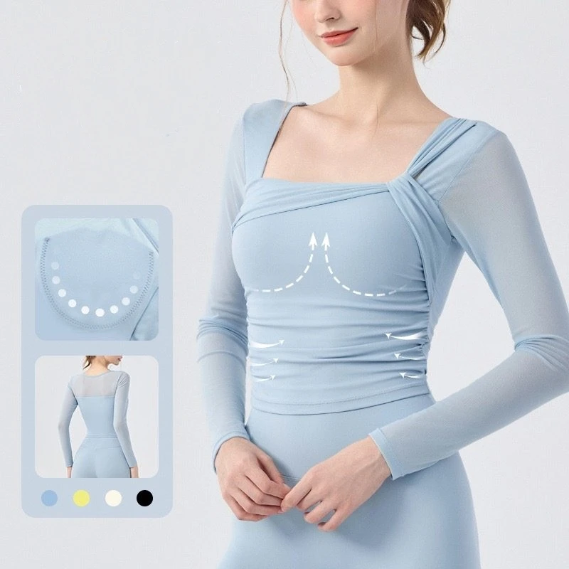 Designed Mesh Long-sleeved Women's New One-cup Slimming and Breathable Gym Sports Yoga Wear Professional Training Tops Clothes
Designed Mesh Long-sleeved Women's New One-cup Slimming and Breathable Gym Sports Yoga Wear Professional Training Tops Clothes