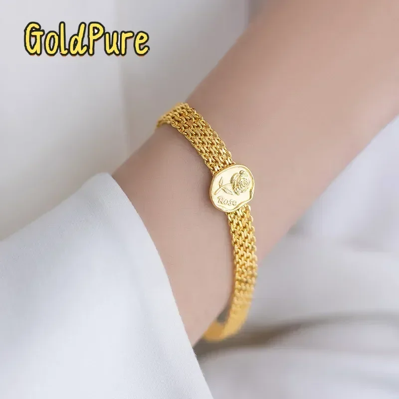 Goldpure Women's 9999 24K Real Gold Niche Light Luxury High-end Woven Little Prince Dial Bracelet Design Rose Width Wedding Gift
Goldpure Women's 9999 24K Real Gold Niche Light Luxury High-end Woven Little Prince Dial Bracelet Design Rose Width Wedding Gift