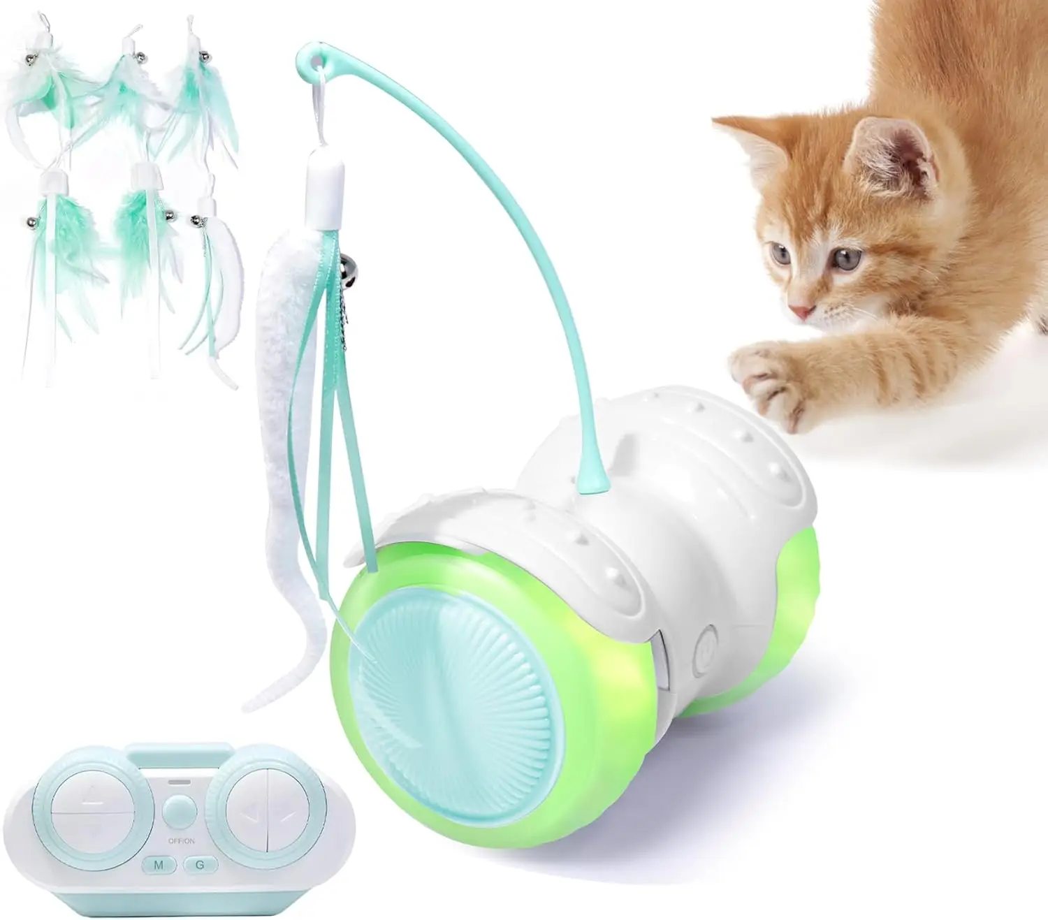 Interactive Cat Toy with Auto Mode, Remote Control, Feather & LED for Indoor Play
Interactive Cat Toy with Auto Mode, Remote Control, Feather & LED for Indoor Play