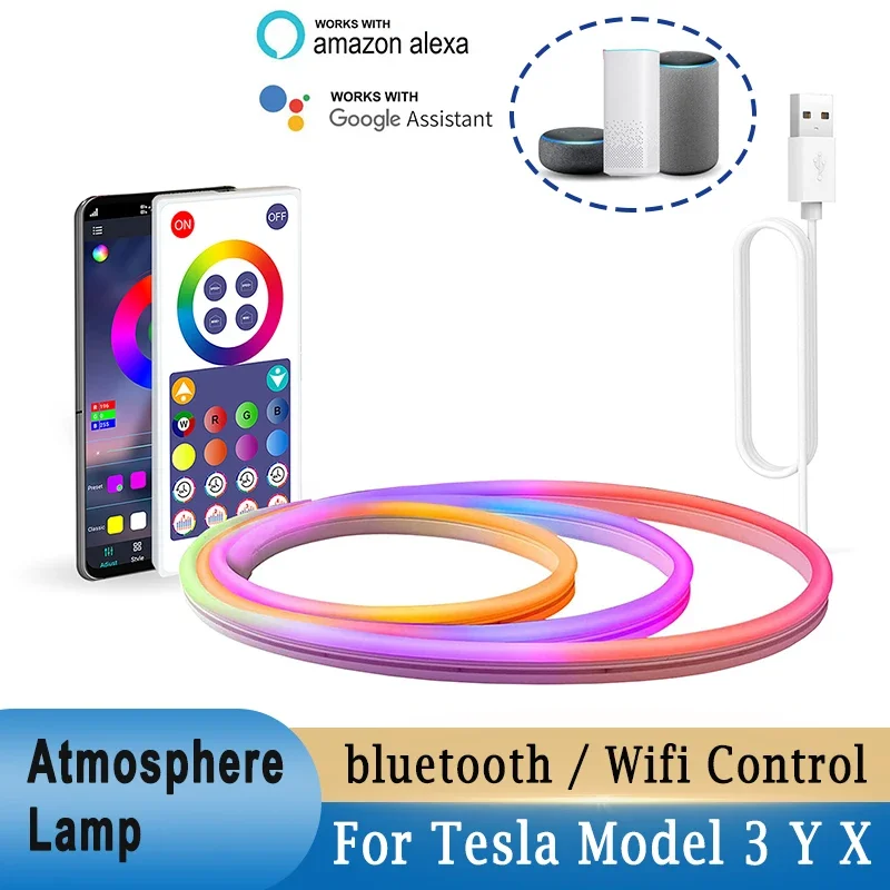 USB LED Neon Strip Light RGB LED Strip Lights for Tesla Model 3 S Y X DIY Decorative Atmosphere Lamps bluetooth / Wifi Control
USB LED Neon Strip Light RGB LED Strip Lights for Tesla Model 3 S Y X DIY Decorative Atmosphere Lamps bluetooth / Wifi Control