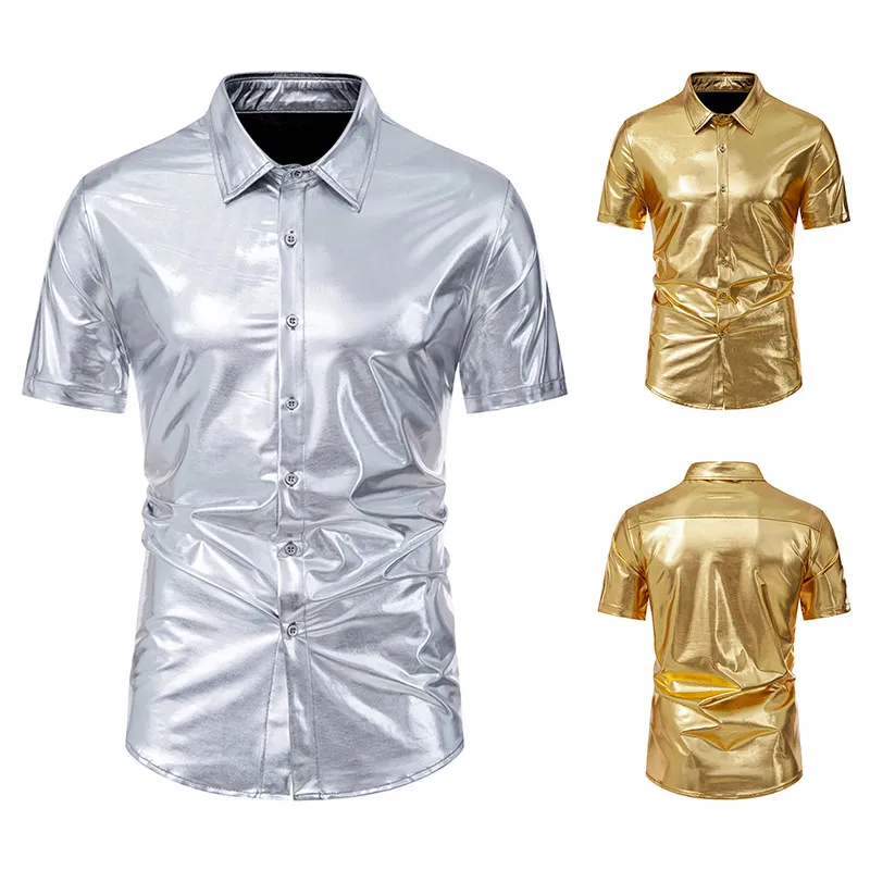 Glossy Silver ort Sve irt Stage Performance Dance Muscle Men Extra Large Size DJ Disco Night Club Singer AOWOFS Brand
Glossy Silver ort Sve irt Stage Performance Dance Muscle Men Extra Large Size DJ Disco Night Club Singer AOWOFS Brand