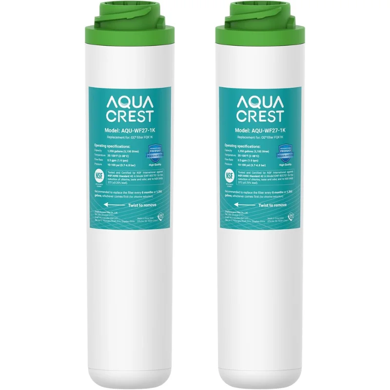AQUA CREST FQK1K фильтр для воды под раковиной, 1350 галлонов, замена для GE FQK1K, FQK2J, GXK185K и GX1S50R (комплект из 2)
AQUA CREST FQK1K фильтр для воды под раковиной, 1350 галлонов, замена для GE FQK1K, FQK2J, GXK185K и GX1S50R (комплект из 2)