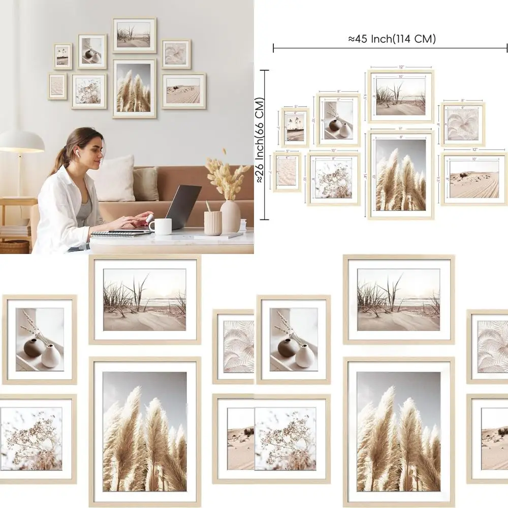 8-Piece Neutral Pampas Grass Art Frame Set for Living Room Wall Decor, Assorted Sizes 11x14, 8x10, 5x7 (Beige)
8-Piece Neutral Pampas Grass Art Frame Set for Living Room Wall Decor, Assorted Sizes 11x14, 8x10, 5x7 (Beige)