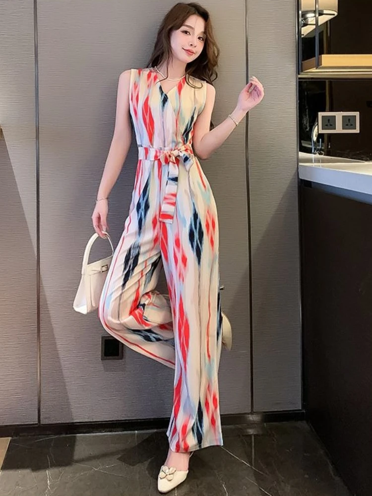 2026 Trendy Printed Jumpsuit Women Belted High Waist Wide Leg Pants Slim Fit Korean Fashion Elegant
2026 Trendy Printed Jumpsuit Women Belted High Waist Wide Leg Pants Slim Fit Korean Fashion Elegant