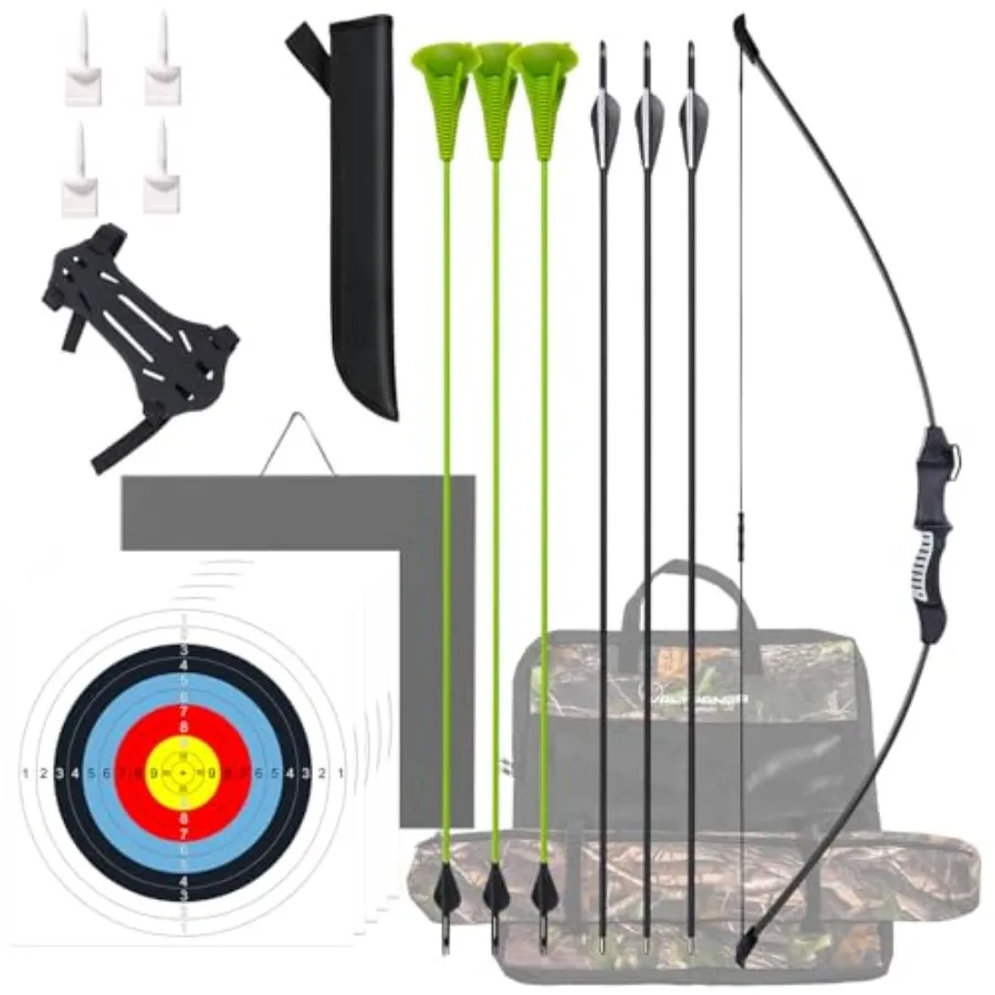 45 Bow and Arrow Set for Teens Youth Beginners with 6 Arrows Target Quiver Indoor Outdoor Sport Kit for and Teenagers Dark Brow
45 Bow and Arrow Set for Teens Youth Beginners with 6 Arrows Target Quiver Indoor Outdoor Sport Kit for and Teenagers Dark Brow
