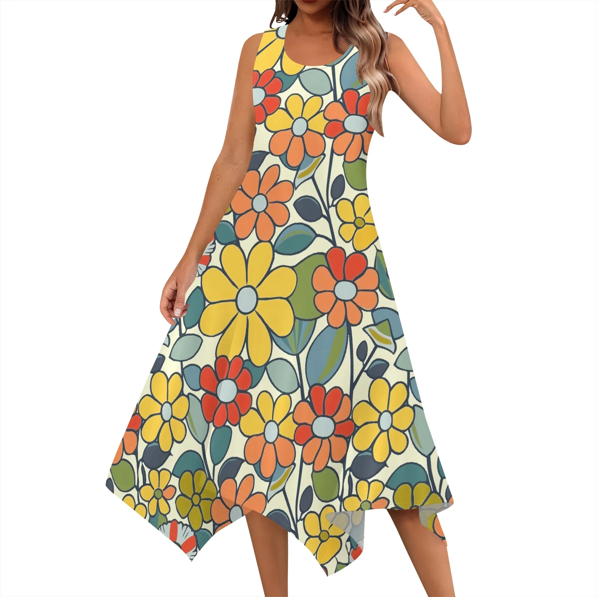 Women's Summer Hankerchief Hem Dress Casual 60's Retro Flower Pattern Sundress Beach Flowy Midi Vacation Dresses
Women's Summer Hankerchief Hem Dress Casual 60's Retro Flower Pattern Sundress Beach Flowy Midi Vacation Dresses