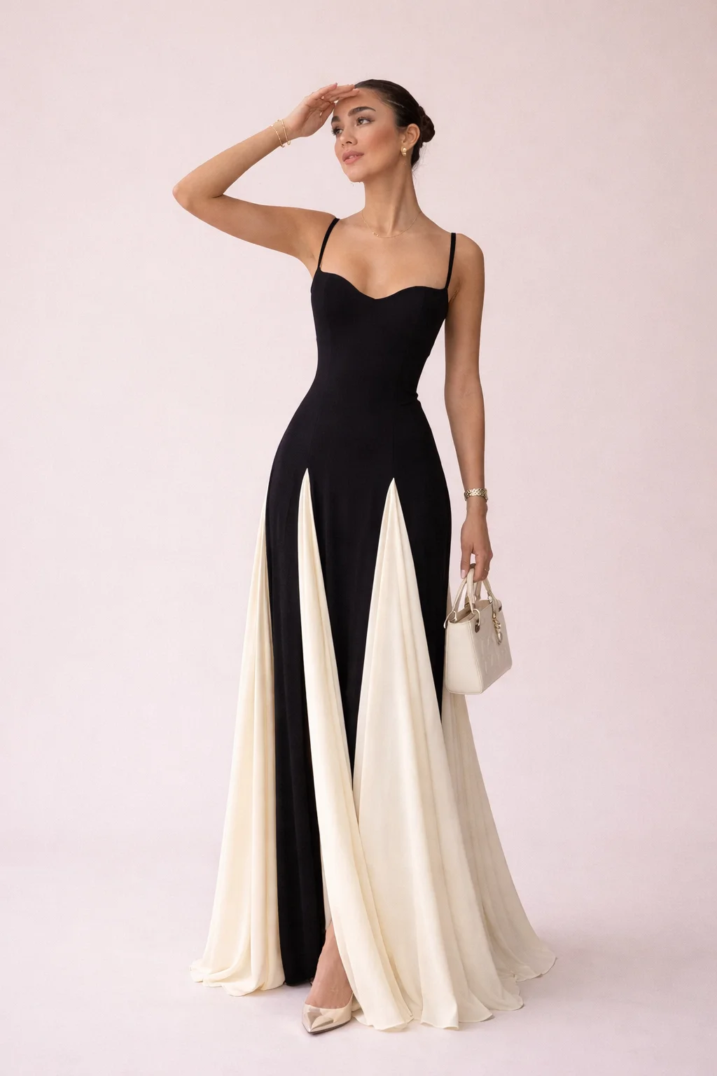 Women's French Elegant Maxi Dress Black White Color Block Strapless Bustier Slim Fit Floor Length Evening Party Gown
Women's French Elegant Maxi Dress Black White Color Block Strapless Bustier Slim Fit Floor Length Evening Party Gown