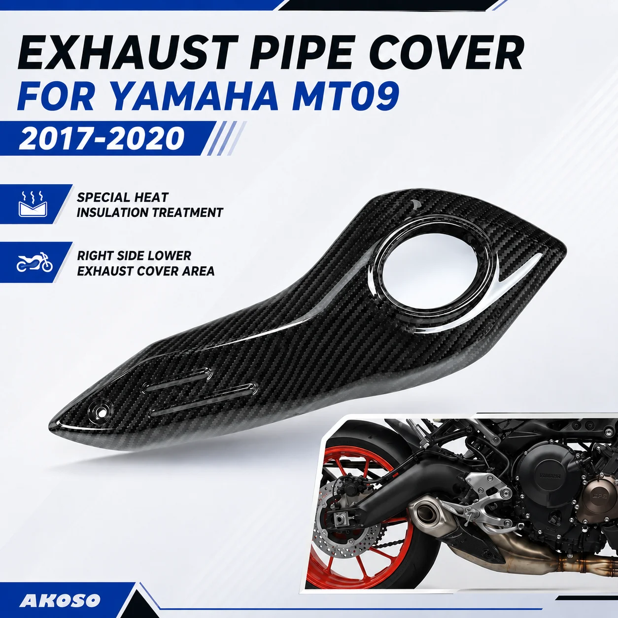 Exhaust Pipe Cover Heat Shield Carbon Fiber Right Side Muffler Guard for Yamaha MT09 MT-09 FZ09 2017-2020 Motorcycle Accessories
Exhaust Pipe Cover Heat Shield Carbon Fiber Right Side Muffler Guard for Yamaha MT09 MT-09 FZ09 2017-2020 Motorcycle Accessories