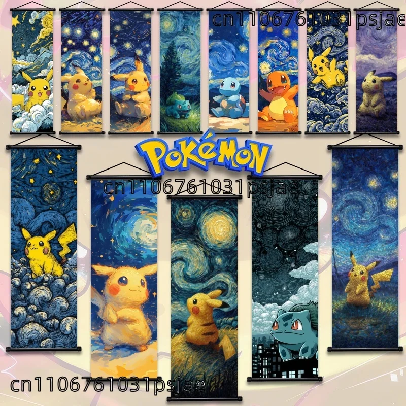 Pokémon Scroll Art Cloth Bulbasaur Pikachu Charmander Starry Night Style Cartoon Wall Hanging Poster Home Collection & Gifts
Pokémon Scroll Art Cloth Bulbasaur Pikachu Charmander Starry Night Style Cartoon Wall Hanging Poster Home Collection & Gifts