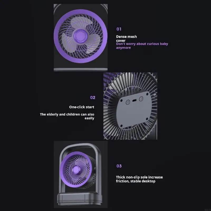 M6CB Portable Desk Fan With Night Light 5 Adjustable Airflows Speeds USB Rechargeable Home Desktop Fan for Small Space
M6CB Portable Desk Fan With Night Light 5 Adjustable Airflows Speeds USB Rechargeable Home Desktop Fan for Small Space