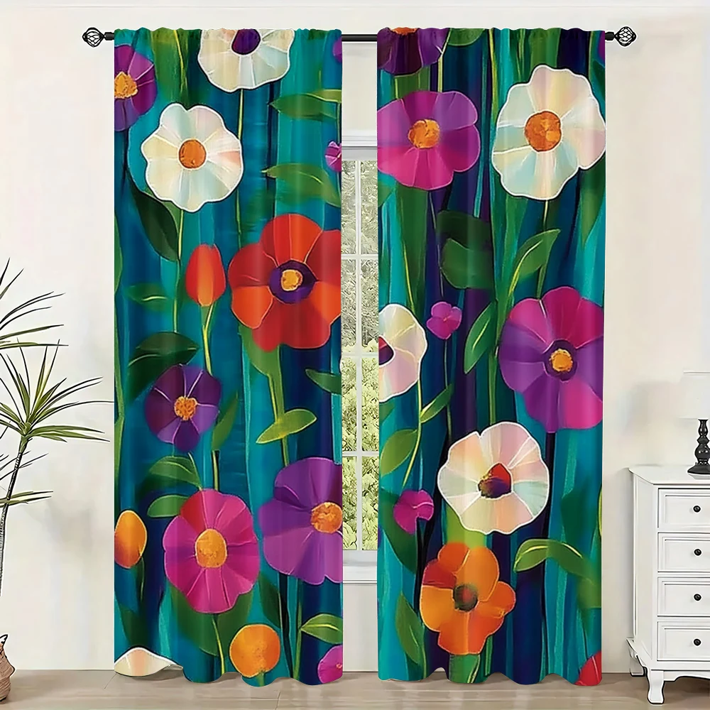 2Pc Modern Floral Rod Pocket Curtain Polyester Material Flower Pattern Decorative Window Drapes Machine Washable Privacy
2Pc Modern Floral Rod Pocket Curtain Polyester Material Flower Pattern Decorative Window Drapes Machine Washable Privacy