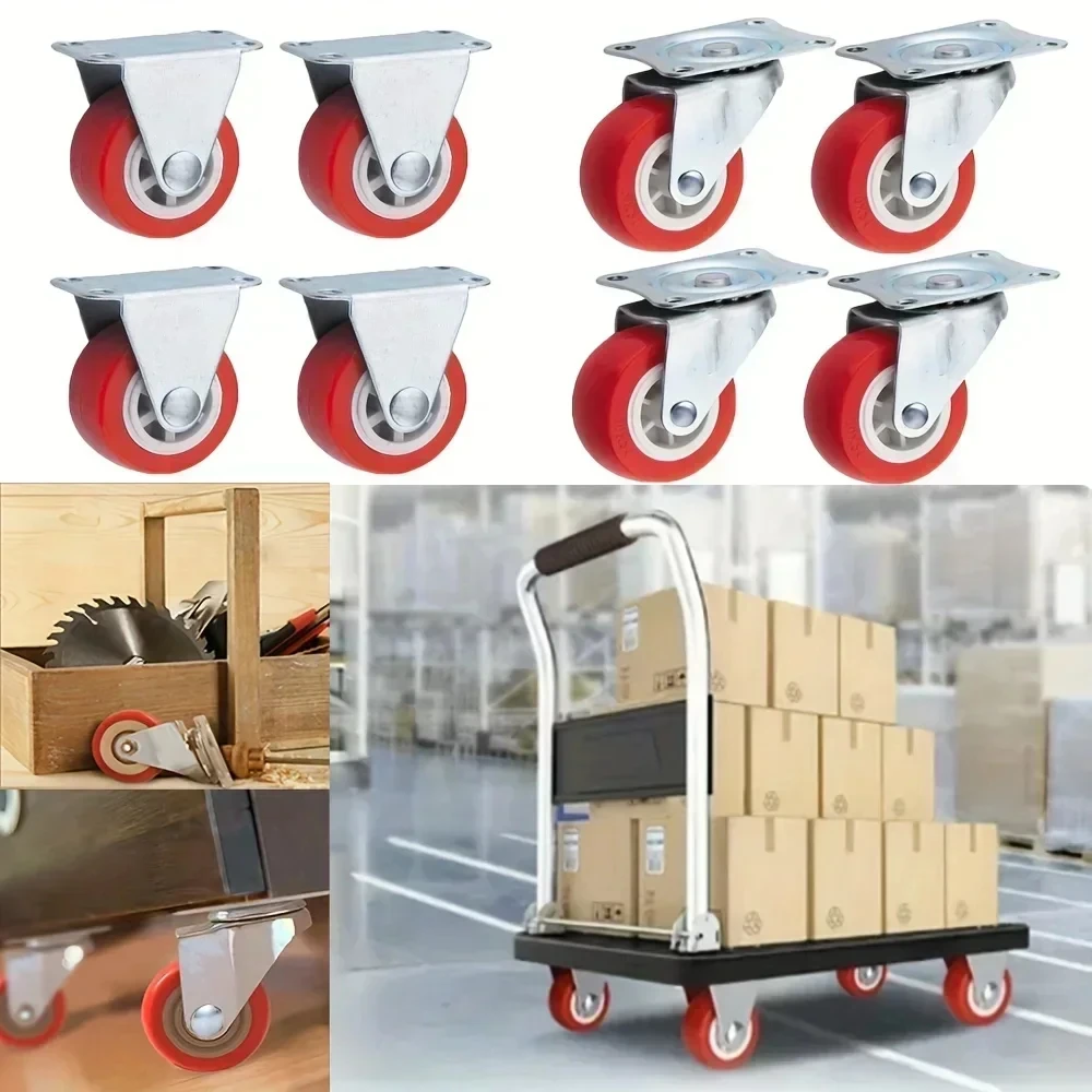 4-Pack PVC 1.97 "Universal and directional casters, quiet red rotating wheels, wheelbarrow, furniture project trolley
4-Pack PVC 1.97 "Universal and directional casters, quiet red rotating wheels, wheelbarrow, furniture project trolley