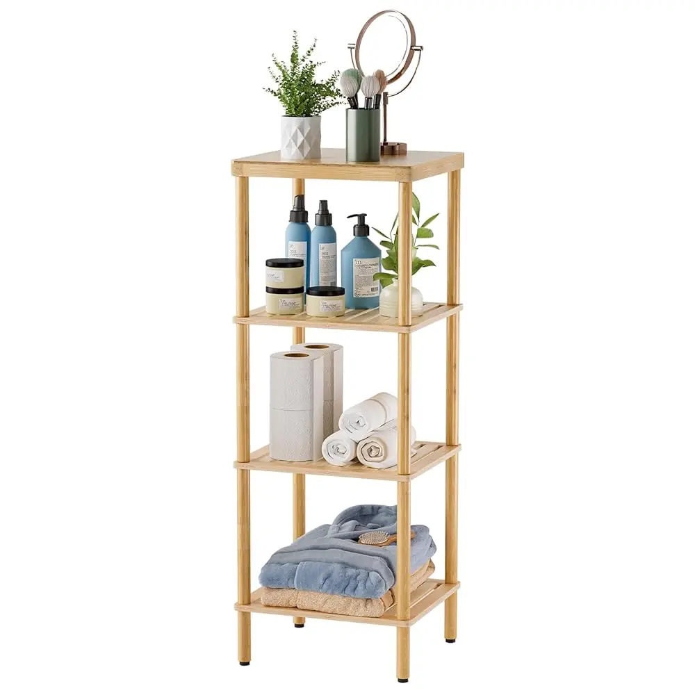 Bamboo Bathroom Shelf, 4-Tier Bathroom Storage Shelf, Multifunctional Storage Ra For Living Room Bedroom Kitchen, Space Saver
Bamboo Bathroom Shelf, 4-Tier Bathroom Storage Shelf, Multifunctional Storage Ra For Living Room Bedroom Kitchen, Space Saver