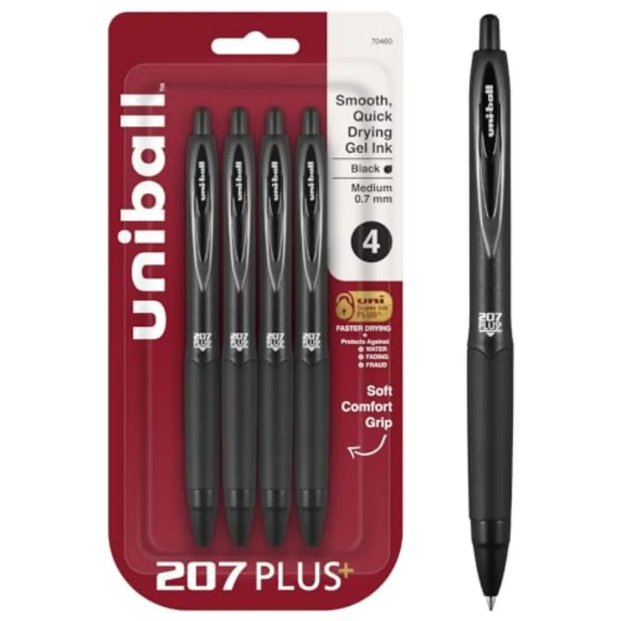 uniball 207 Plus+ Retractable Gel Pens, Point,, 4 Pack
uniball 207 Plus+ Retractable Gel Pens, Point,, 4 Pack