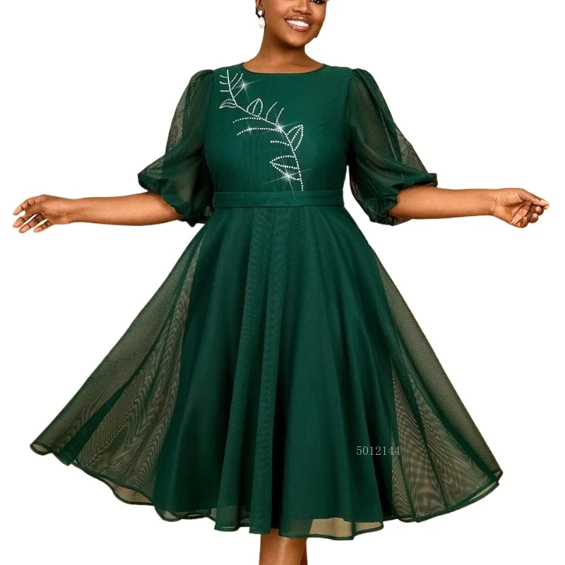 Luxury Green Dresses for Women O Neck Short Sleeve Diamond High Waisted Pleated Mid Calf High Quality Birthday Party Dinner Robe
Luxury Green Dresses for Women O Neck Short Sleeve Diamond High Waisted Pleated Mid Calf High Quality Birthday Party Dinner Robe