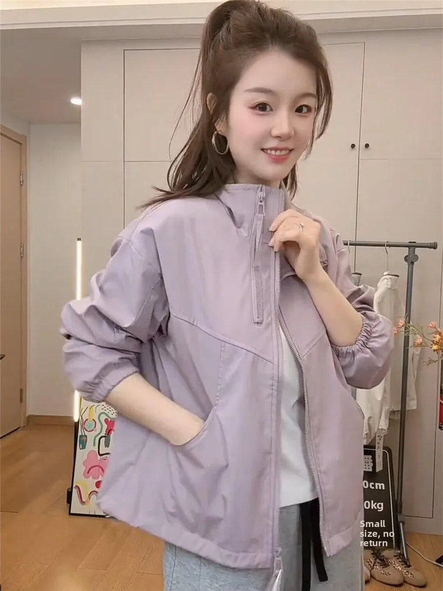 Fashionable Stand Collar Double Zipper Short Jacket Women's Casual Loose Versatile Thin Windbreaker Top Spring 2026
Fashionable Stand Collar Double Zipper Short Jacket Women's Casual Loose Versatile Thin Windbreaker Top Spring 2026