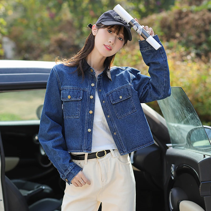 Women Vintage Denim Jacket Single Breasted Lapel Long Sleeve Coat With Pockets Blue Denim Jacket Fashion High Street Short Tops
Women Vintage Denim Jacket Single Breasted Lapel Long Sleeve Coat With Pockets Blue Denim Jacket Fashion High Street Short Tops