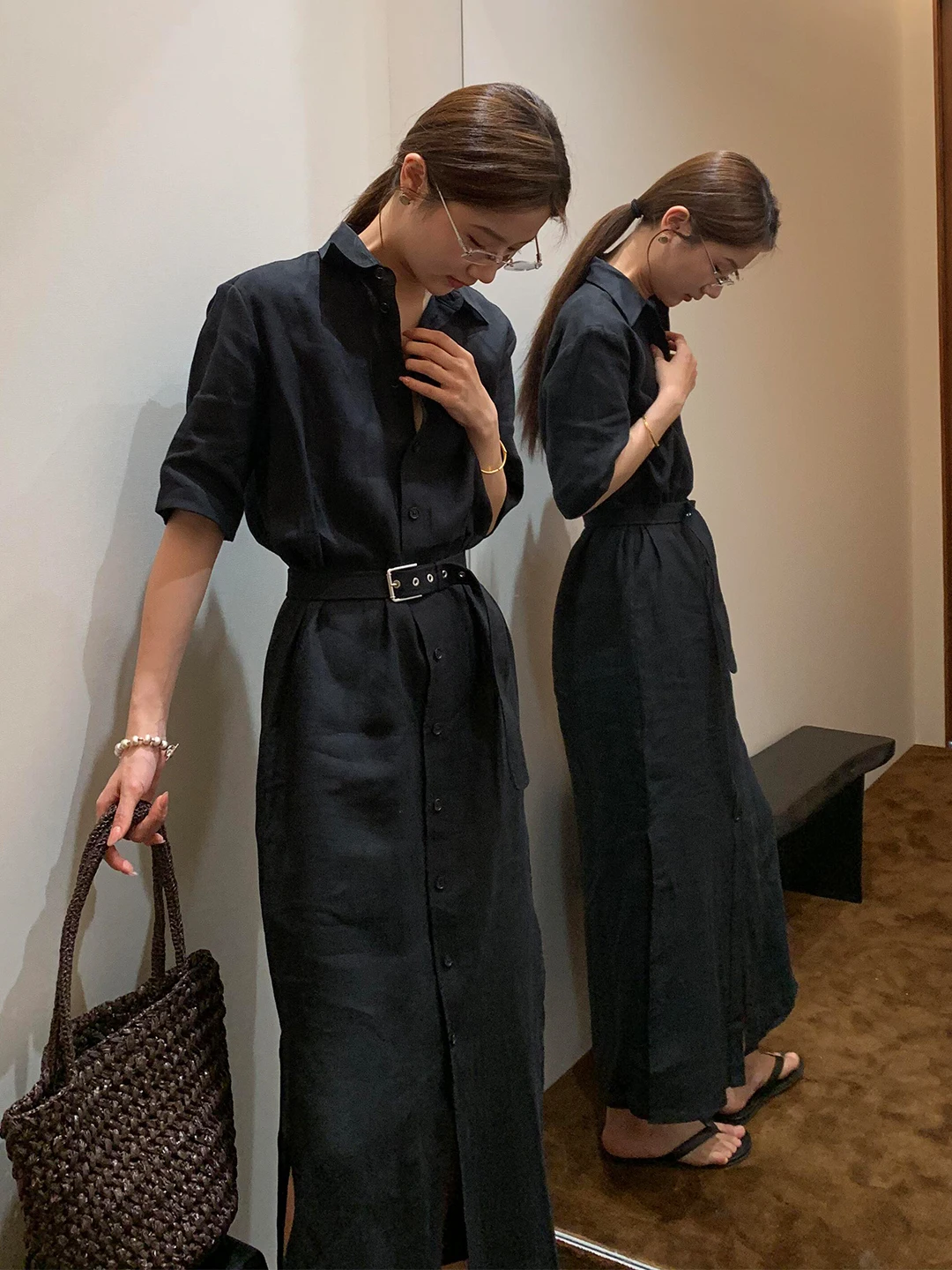 Elegant Black Slimming A-Line Linen Shirt Dress Women's Fashion Commute Spring Summer Autumn Long Sleeve Button up Casual Dress
Elegant Black Slimming A-Line Linen Shirt Dress Women's Fashion Commute Spring Summer Autumn Long Sleeve Button up Casual Dress